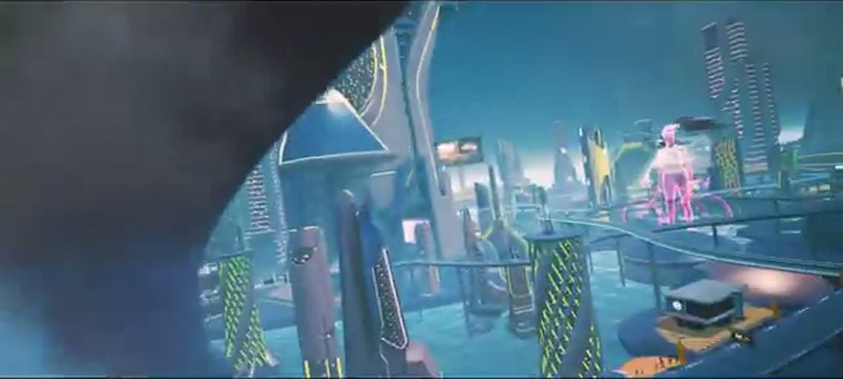 Gameplay capture from MyWhoosh showing a cyclist riding through a virtual environment.