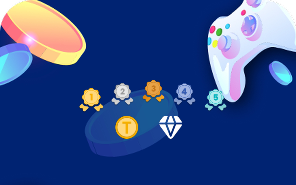 TyrAds SDK Premium Widget artwork: achievement medals, the T-Points token and a diamond on the widget background.